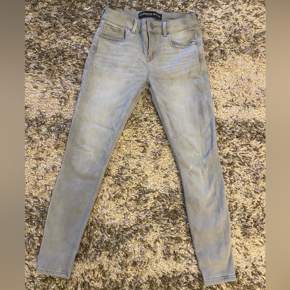 Express Women's Soft Gray Skinny Jeans
